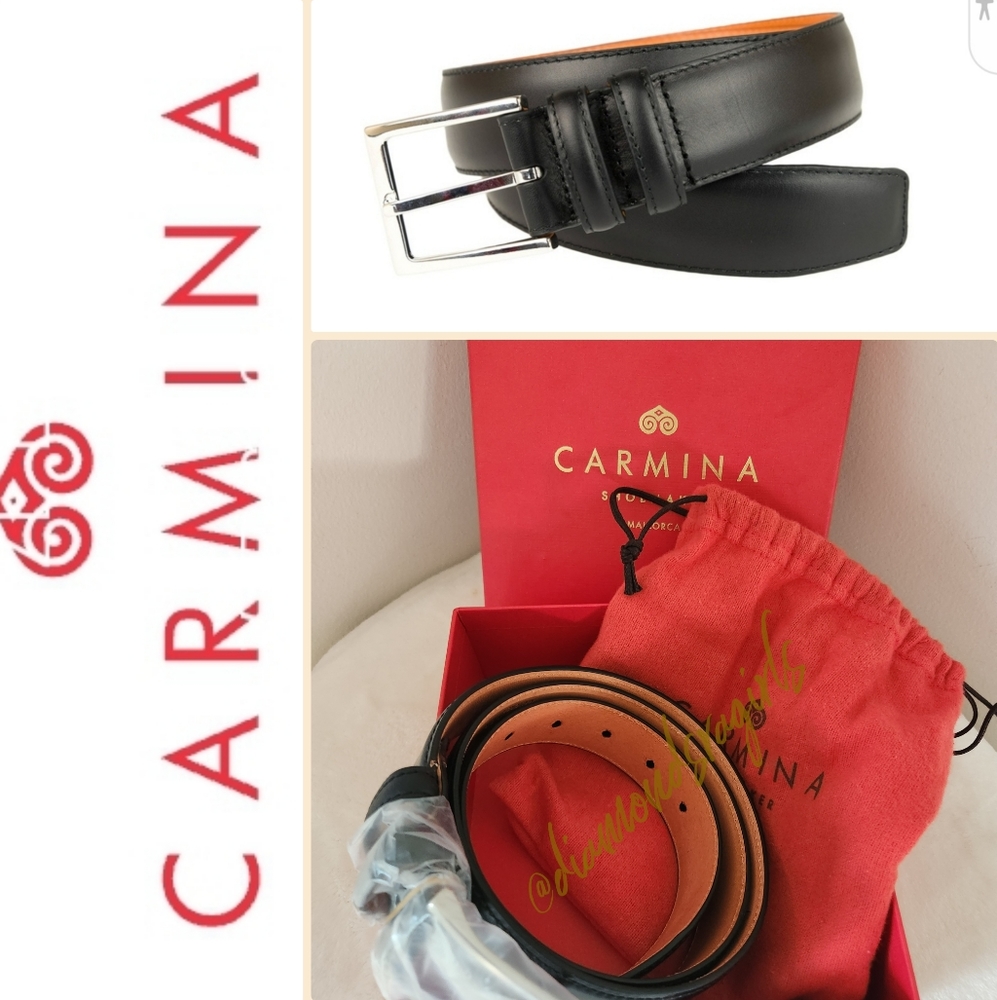 CARMINA Shoemaker Mens Cordovan Leather Belt Black Sz. 38/95 35MM New In Box